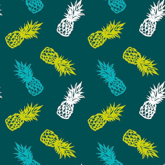 Colorido dibujado a mano piña de patrones sin fisuras ilustración vectorial