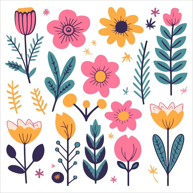 colorido dibujo de flores en diferentes colores