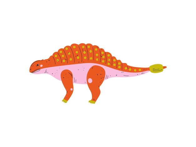 Colorido dinosaurio Ankylosaurus lindo animal prehistórico Vector ilustración sobre fondo blanco