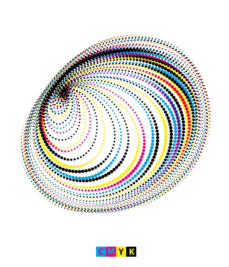 Vector un colorido diseño abstracto con círculos, el efecto caracol sobre un fondo de remolino blanco, mitad de color cmyk