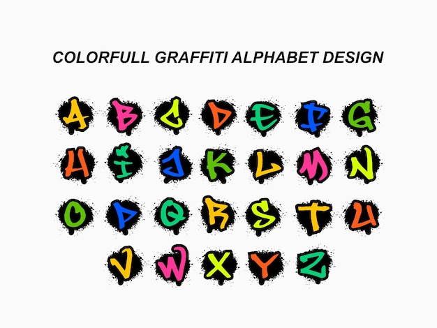El colorido diseño del alfabeto graffiti