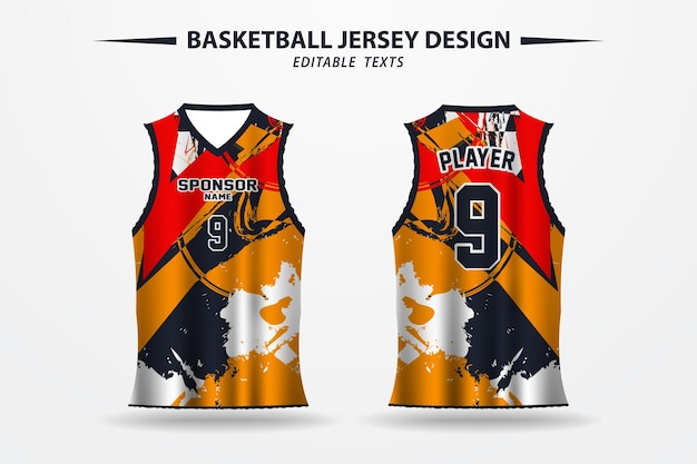 Un colorido diseño de camiseta para el equipo de baloncesto.