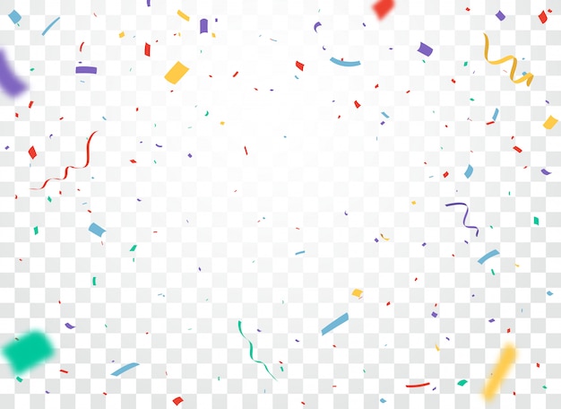 Colorido diseño de celebraciones de confeti aislado sobre fondo transparente