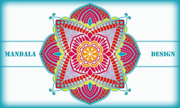 Un colorido diseño de flores con borde diseño de mandala con fondo