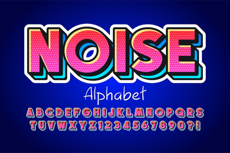 Vector colorido diseño de fuente de pantalla 3d, alfabeto, letras