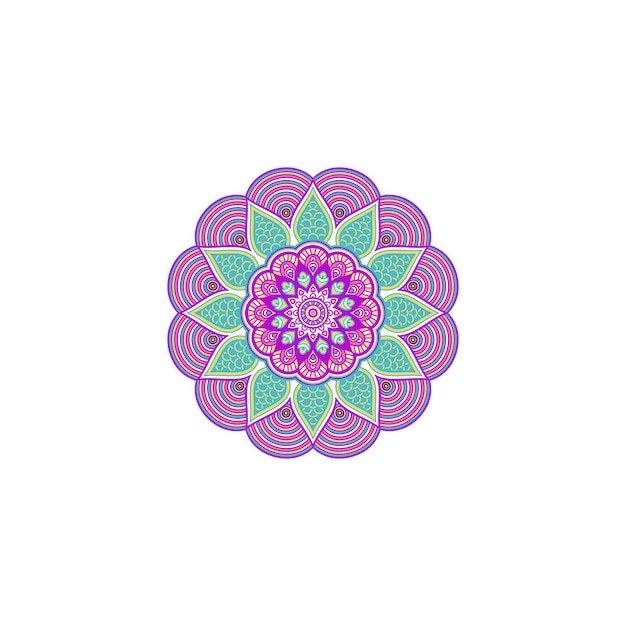 Colorido diseño de vector de mandala ornamental con un fondo blanco utilizado para impresión o comercial