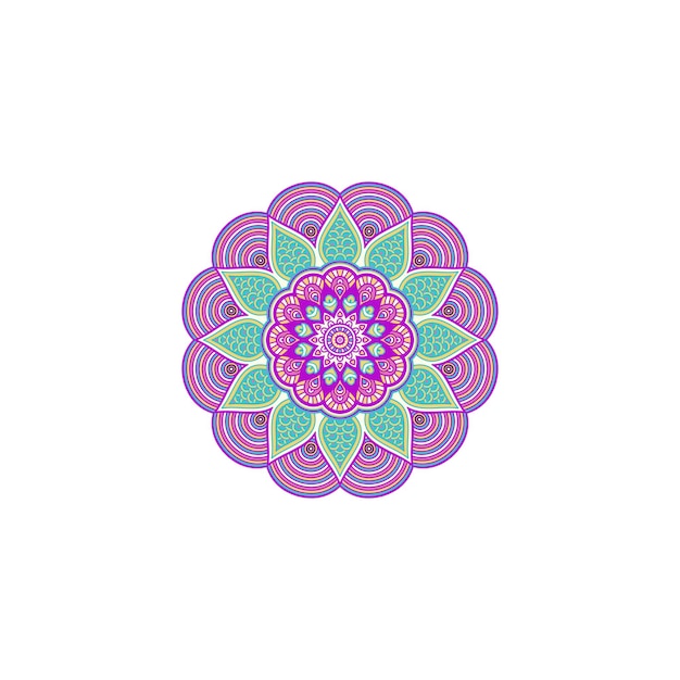 Colorido diseño de vector de mandala ornamental con un fondo blanco utilizado para impresión o comercial