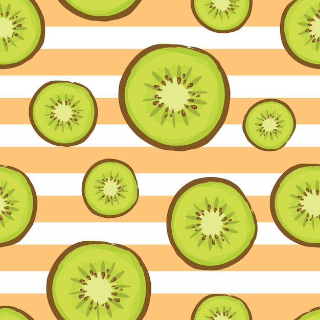 Colorido Doodle Kiwi Fruta Floral Diseño de Patrones Sin Fisuras