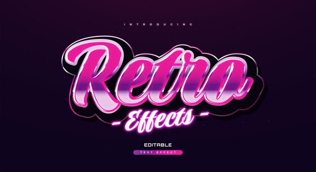 Colorido efecto de texto retro de los años 80 en 3D con efecto de neón brillante