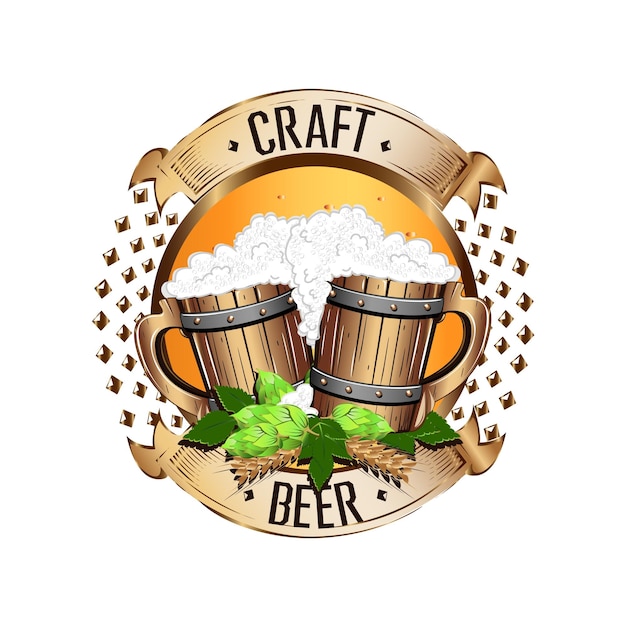 Vector colorido emblema de cerveza en estilo vintage