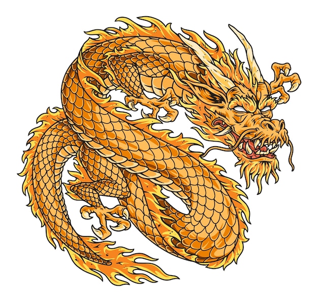 El colorido emblema del dragón oriental ardiente
