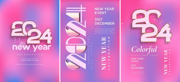 Vector colorido feliz año nuevo 2024 diseño con números únicos y modernos vector diseño premium para 2024 calendario y póster de año nuevo