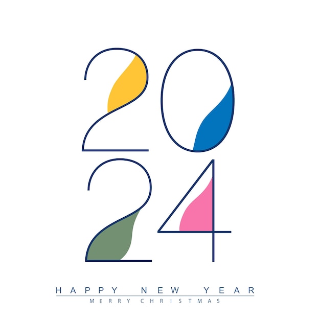 Vector colorido feliz año nuevo para la celebración del año nuevo de 2024 ilustración vectorial