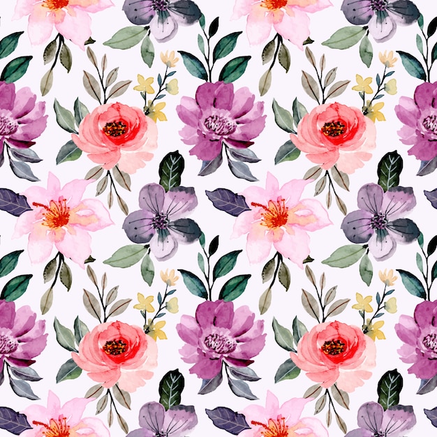 colorido, floral, acuarela, seamless, patrón