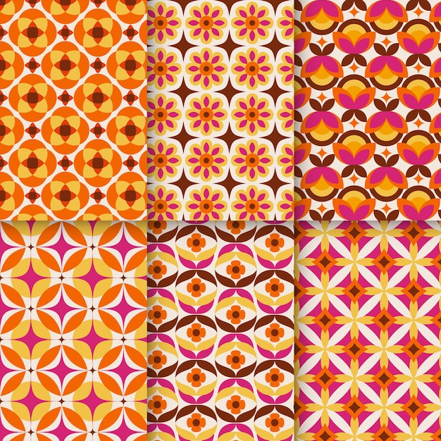 Colorido floral retro hippie groovy vintage flor geométrica abstracta patrón sin costuras.