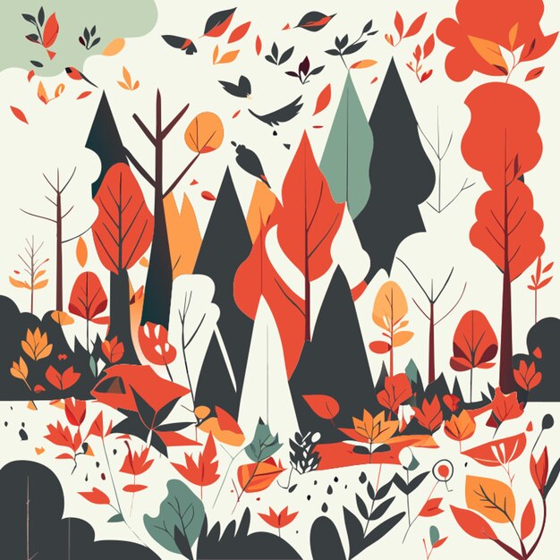 Vector colorido follaje de otoño y abundancia ilustración vectorial plano 2