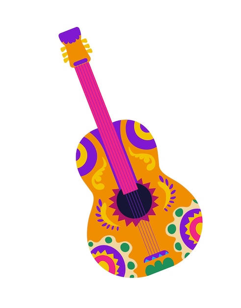 Colorido fondo blanco aislado de la guitarra