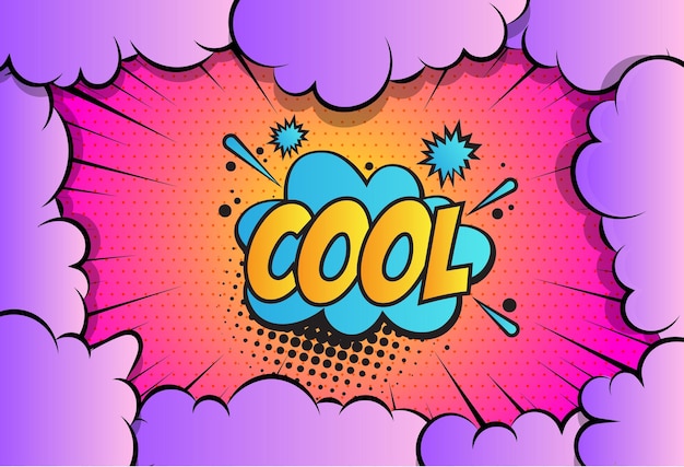un colorido fondo cómico con la palabra cool en el medio