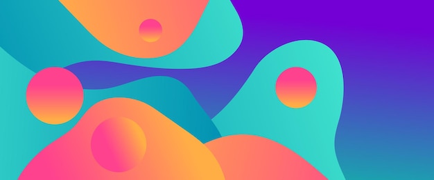 Colorido gradiente vectorial abstracto simple pancarta con ondas y formas líquidas diseño vectorial para presentaciones volantes carteles de fondo informe anual e invitaciones