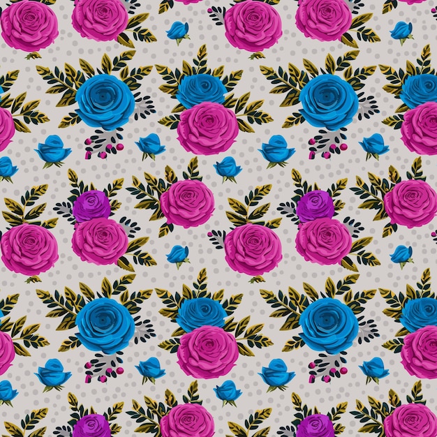 Vector colorido hermoso floral 3d botánico diseño de fondo de patrón único