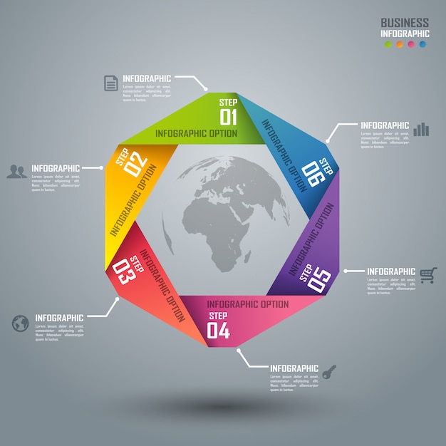 Colorido hexágono infografía