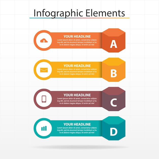 Colorido hexágono negocios elementos de infografía