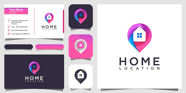 Colorido hogar ubicación Logo Design inspiración. diseño de logo y tarjeta de presentación