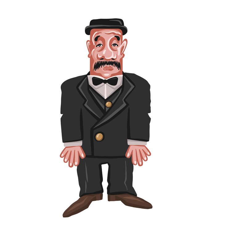 Vector colorido hombre anticuado con sombrero vector de estilo de dibujos animados