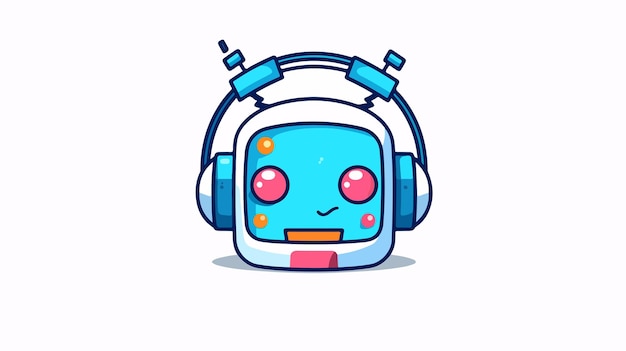 El colorido icono de la cabeza del robot de dibujos animados en fondo blanco