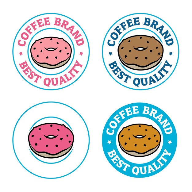 Colorido icono de donut redondo con conjunto de texto 1