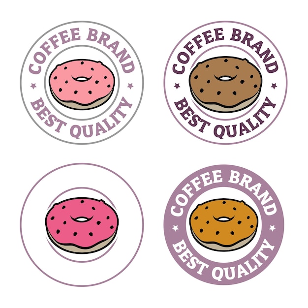 Vector colorido icono de donut redondo con conjunto de texto 4