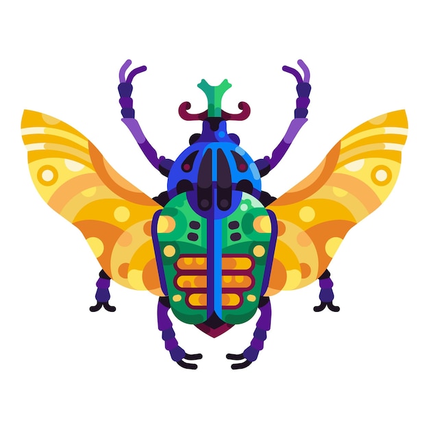 Vector colorido icono de escarabajo goliat en diseño plano