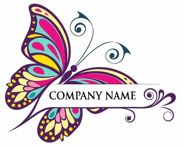 El colorido logotipo de la compañía de mariposas