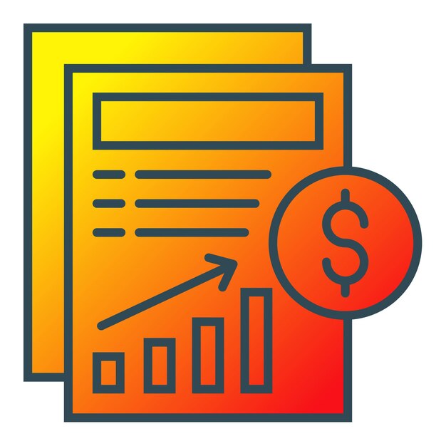 un colorido logotipo naranja y amarillo con un diagrama de un dólar