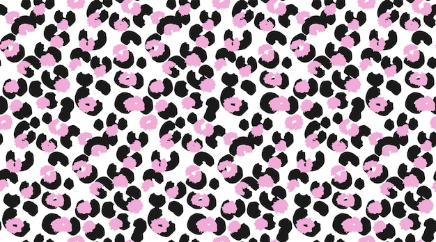 El colorido y lúdico patrón de leopardo sin costuras con manchas rosas y negras vibrantes sobre un fondo blanco