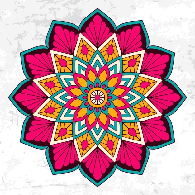 Vector colorido mandala con adornos florales