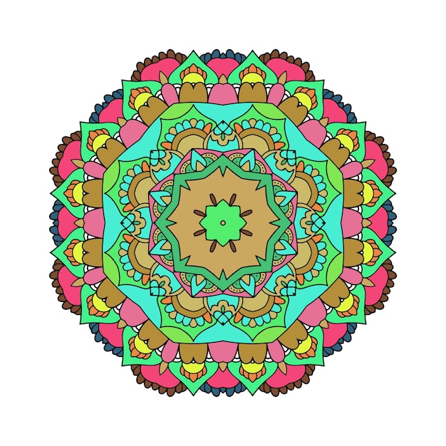 Colorido Mandala Arte Hermoso Patrón Floral Étnico Antecedentes
