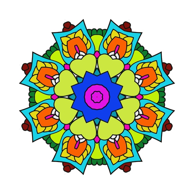 Colorido Mandala Arte Hermoso Patrón Floral Étnico Antecedentes
