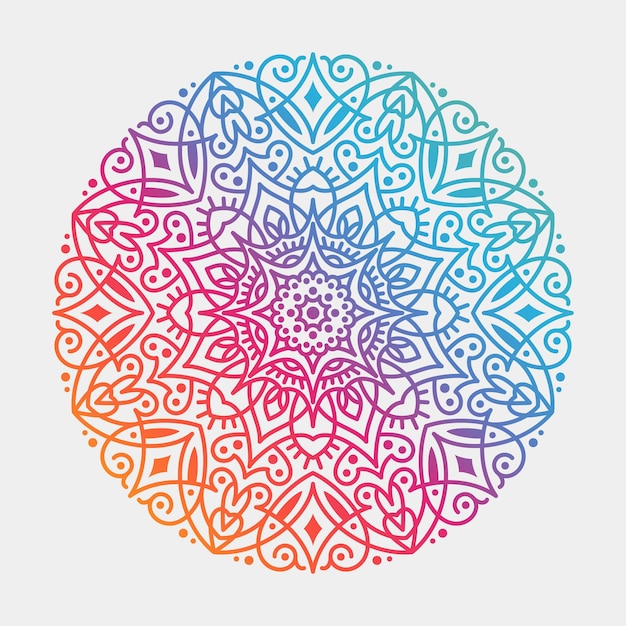 Vector un colorido mandala circular sobre un fondo blanco