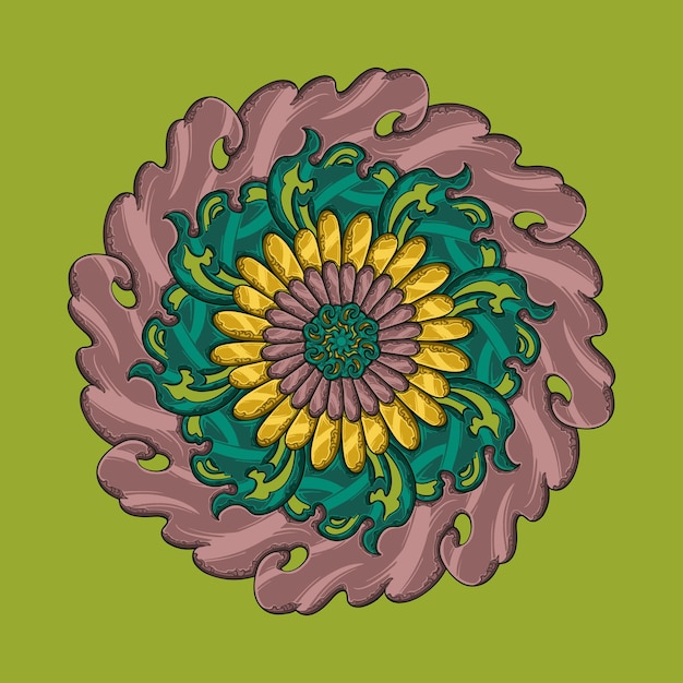 Vector colorido mandala estilo indio natural