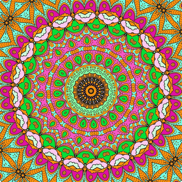 Un colorido mandala con un patrón de flores