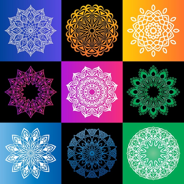 Colorido mandala set diseño floral vector ilustración diseño de fondo