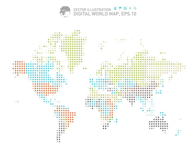 Colorido mapa del mundo punteado