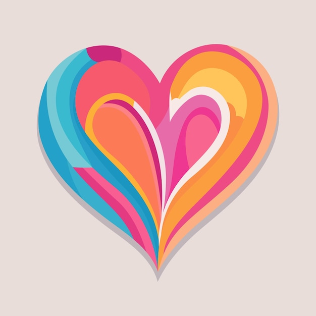 Vector colorido, moderno, forma de corazón, ilustración, gráficos de corazón vibrantes, diseños de amor abstractos, corazón único.