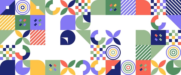 Colorido moderno minimalista geométrico mosaico estilo Memphis patrón abstracto estandarte ilustración vectorial para la presentación fondo estandarte fondo cartel certificado portada del informe anual