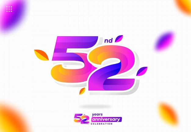 colorido moderno número 52. 52 aniversario. 52 cumpleaños