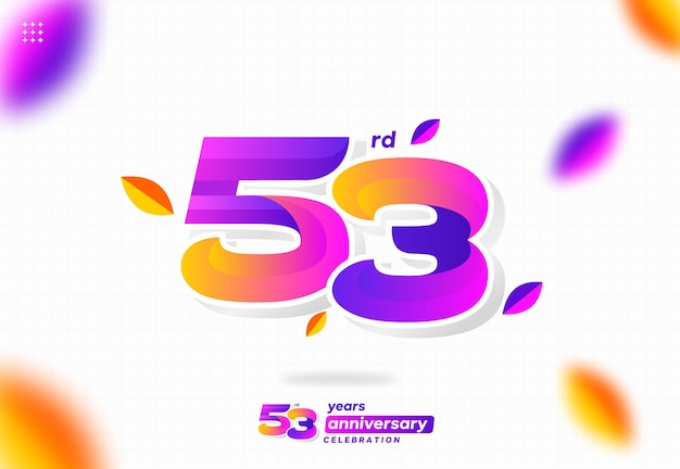 colorido moderno número 53. 53 aniversario. 53 cumpleaños