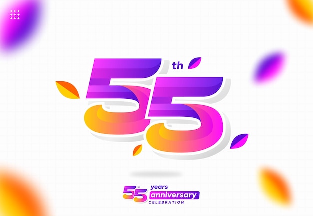 Colorido moderno número 55. 55 aniversario. 55 cumpleaños