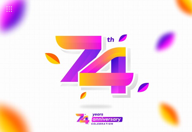 colorido moderno número 74. 74 aniversario. 74 cumpleaños