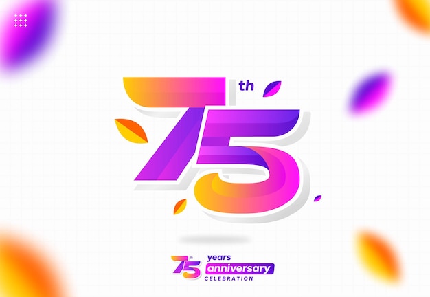 colorido moderno número 75. 75 aniversario. 75 cumpleaños